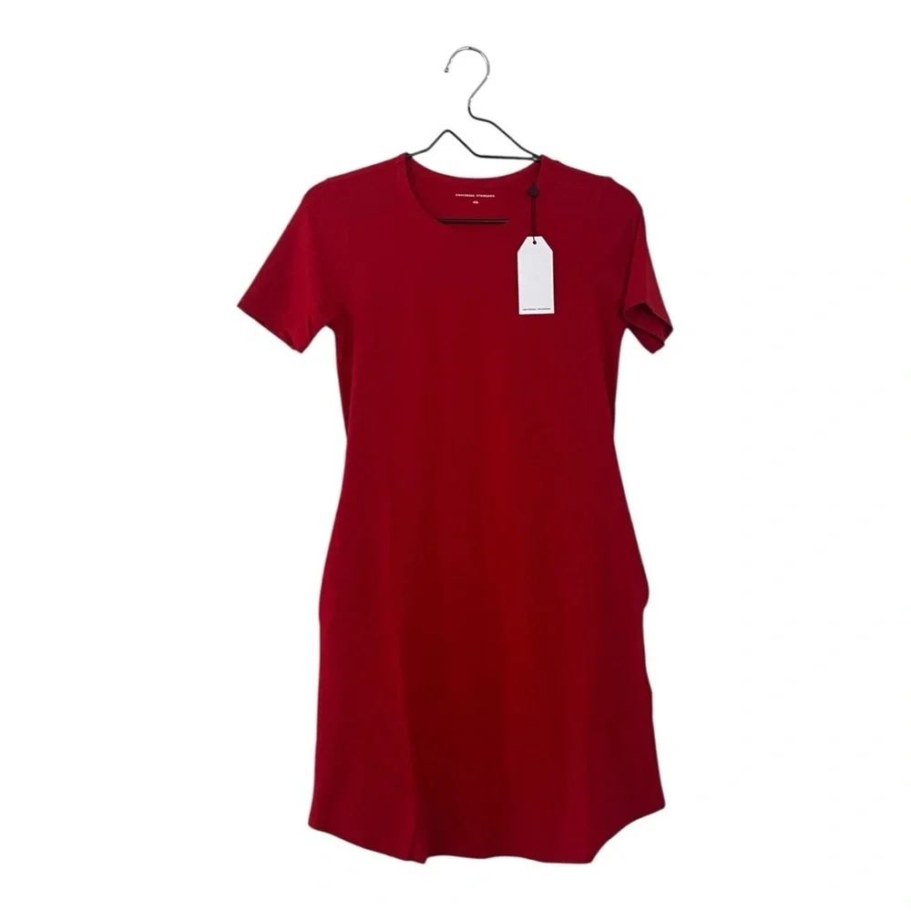 Universal Standard Halie T Shirt Dress Barbados Cherry Red Women’s Size 00-0 NEW - Picture 2 of 10